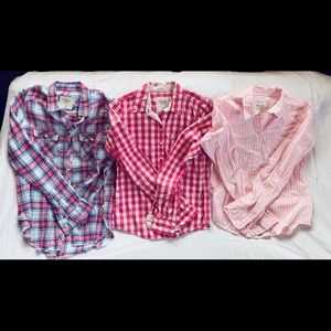 3 button down A&F long sleeve shirts